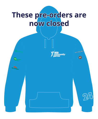 PRE-ORDER Cairn Community Games 2024 Swimming/Quiz/Gymnastics National Finals Hoodie - (June 8th & 9th Names)