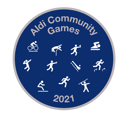 Aldi Community Games 2021 Patch - Athletics Track & Field Events, Cycling on Grass, Swimming, Cross Country, MDR