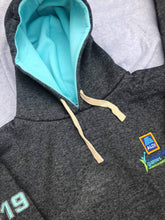 Load image into Gallery viewer, Hoodie with May Festival 2019 names from the Kemmy Building, PESS Building, Jean Monnet Theatre, Jonathan Swift Theatre